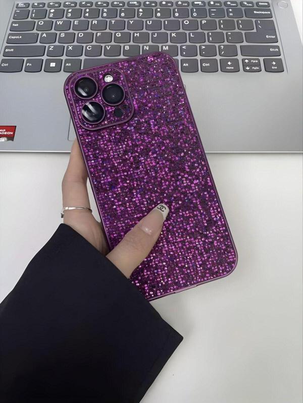 Buway Apple İphone 14 Plus Uyumlu Taşlı Simli Kamera Lens Korumalı Kılıf - Image 1