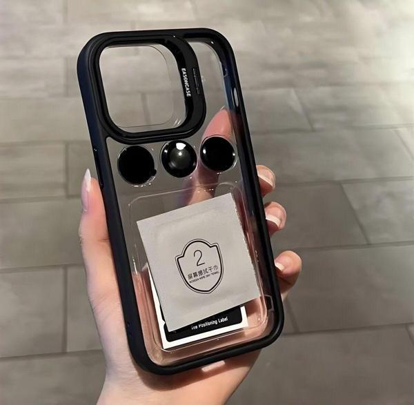 Buway Apple İphone 15 Plus Uyumlu Kamera Çerçeve Koruma Kapaklı Stantlı Kılıf Lens Koruma Hediye - Image 1