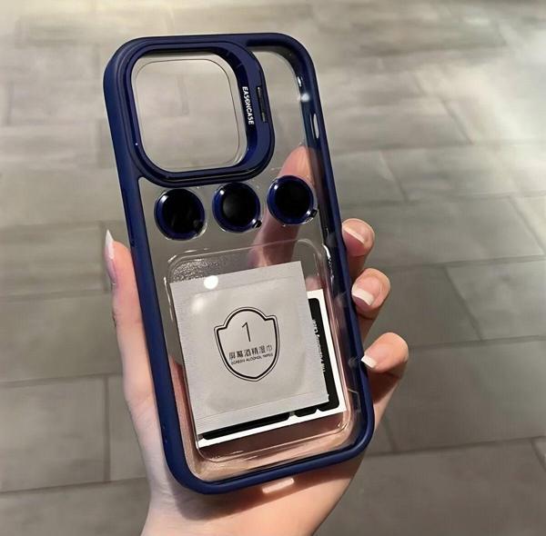 Buway Apple İphone 15 Pro Uyumlu Kamera Çerçeve Koruma Kapaklı Stantlı Kılıf Lens Koruma Hediye - Image 1