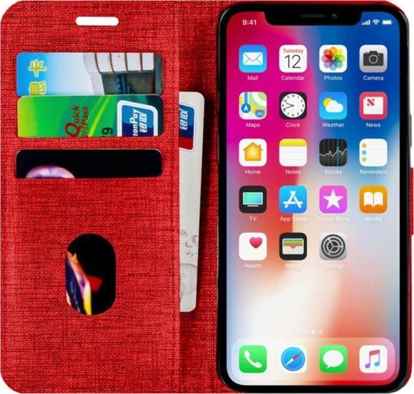 Buway Apple Iphone 13 Pro Max Kartvizitli Cüzdan Kılıf Kırmızı - Image 1