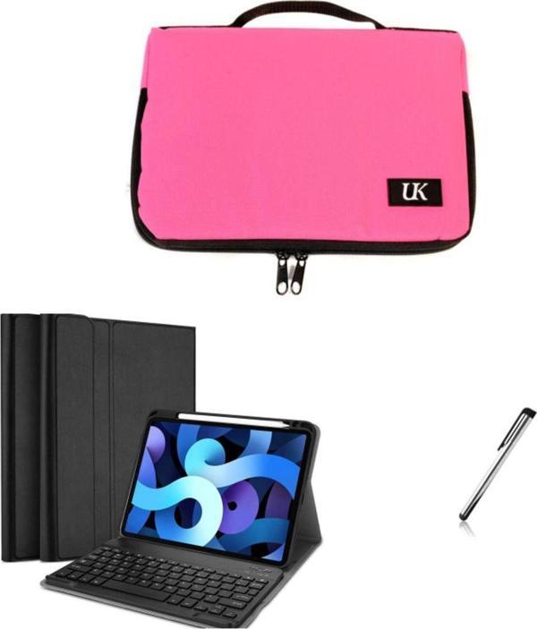 Uk İpad Air 5 Uyumlu 10.9 Inc Fuşya Tablet Çantası Kablosuz Klavyeli Standlı Kılıf Set - Image 1