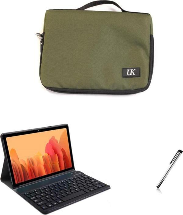 Uk Samsung Galaxy Tab A8 T290 Uyumlu Haki Tablet Çantası Kablosuz Klavyeli Standlı Kılıf Set - Image 1