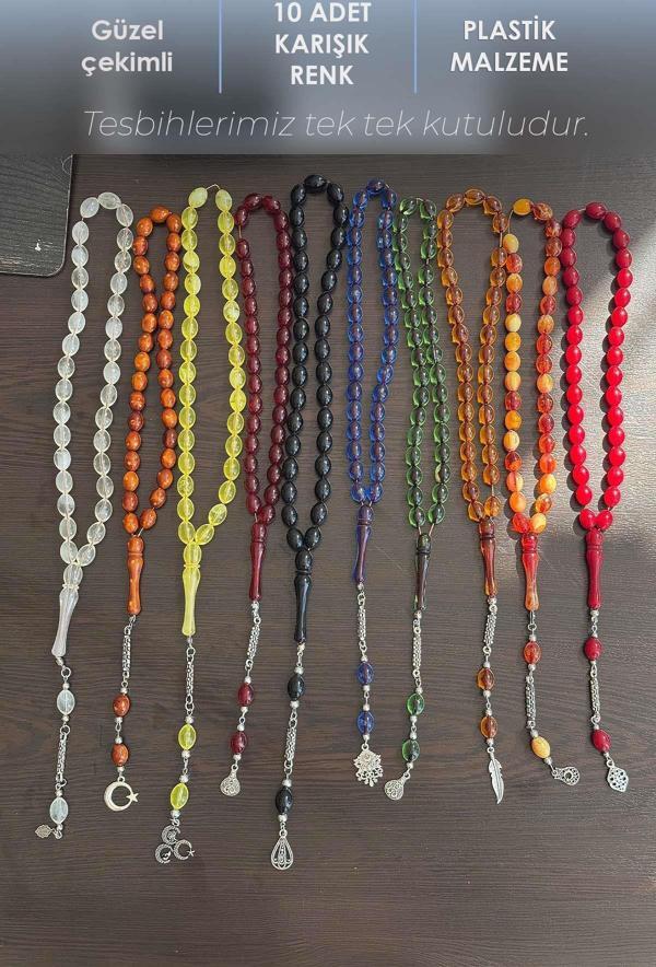 10 Adet Karışık Renk Günlük Kullanım İçin Tesbih - Image 1