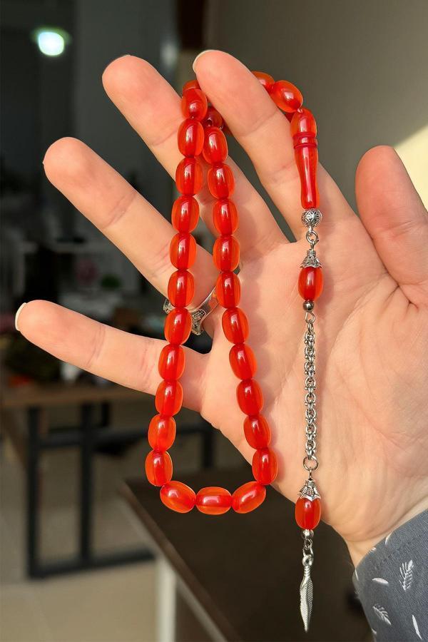 Güzel Kullanımlı Zar Renk Toz Kehribar Tesbih - Image 1