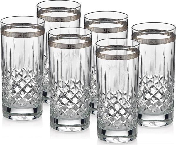Güral Porselen Barok 6 Parça Limonata Bardağı Platin - Image 1