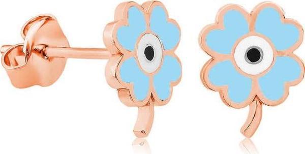 Gümüş Fosforlu Mavi Yonca Küpe  SL2228 - Image 1