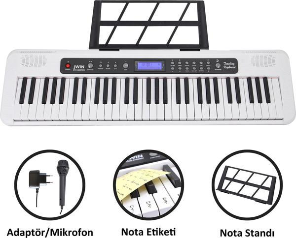 Jwin CTK-3000 WH 61 Tuş Hassasiyetli 5 Oktav Org(Beyaz) - Image 1