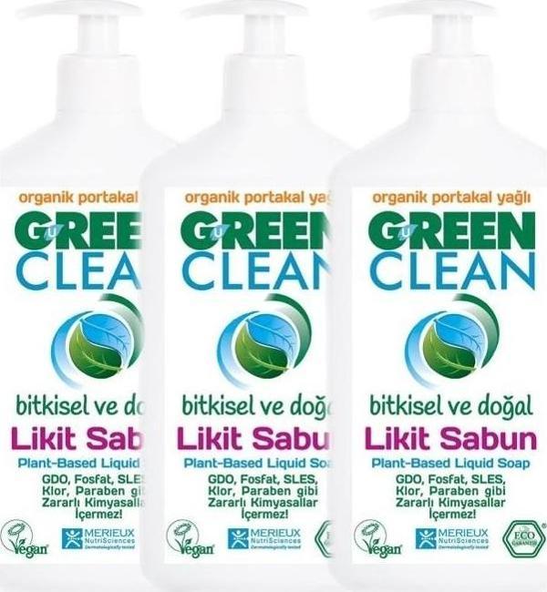 Green Clean Organik Portakal Yağlı Likit Sabun 500 ml 3'lü Set - Image 1