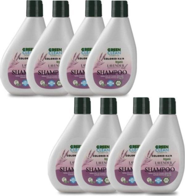 Green Clean Şampuan Seti 8'li - Boyalı Saçlar - Lavanta 275 Ml - Image 1