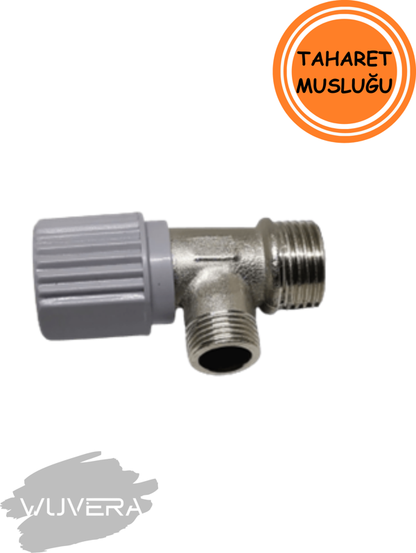 Wuvera Gri Kumlu Taharet Musluğu – %100 Pirinç Gövde, Mat Krom Kaplama & 1/2” Duvar Bağlantı - Image 1