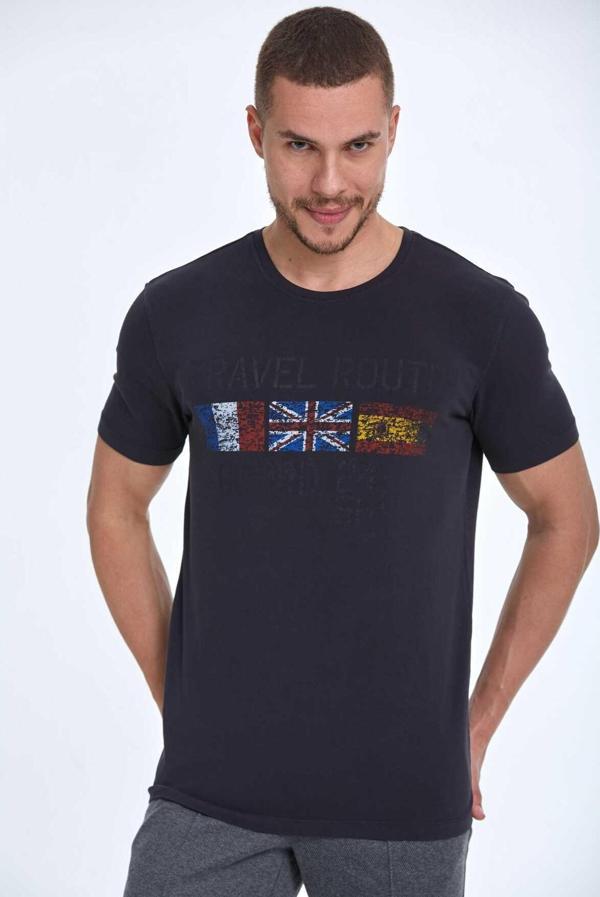 Lotus Baskılı Erkek Tişört Siyah - Image 1