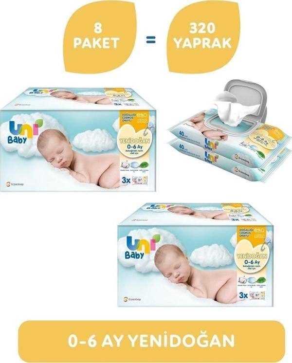 Uni Baby Yenidoğan Islak Mendil 8'li 320 Yaprak - Image 1