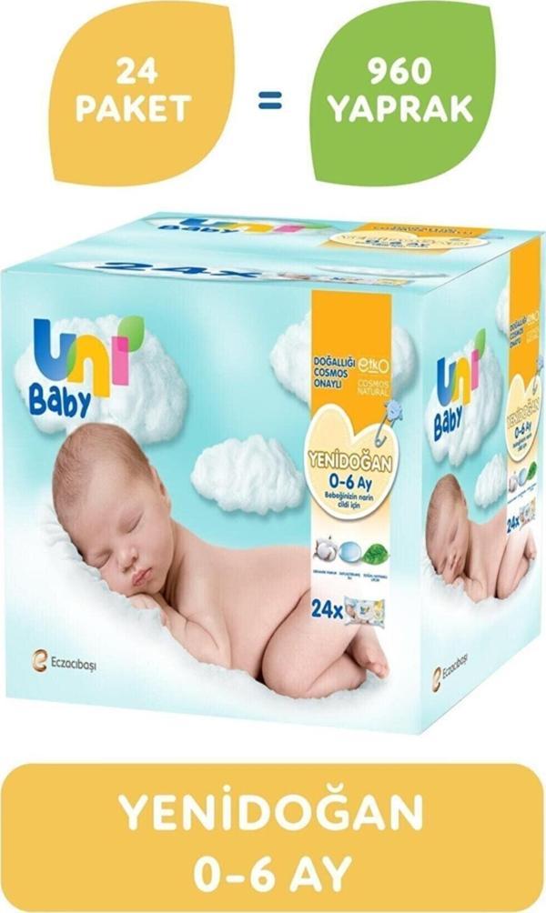 Uni Baby Yenidoğan Islak Mendil 24'li 960 Yaprak - Image 1