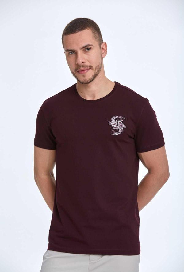 Lincoln Nakışlı Erkek Tişört Bordo - Image 1