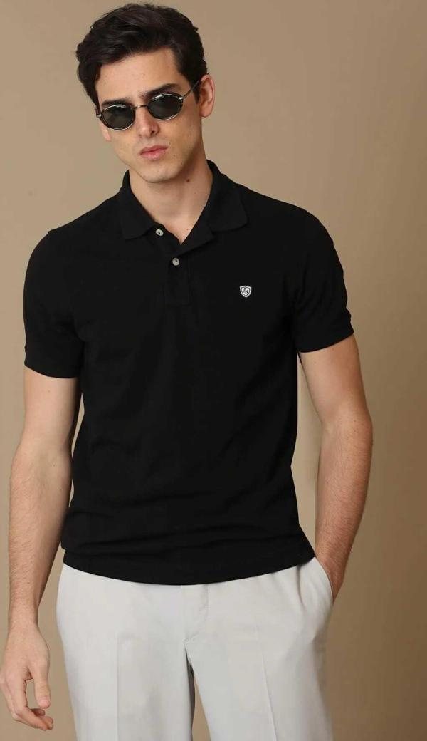 Laon Spor Polo Yaka Erkek Tişört Siyah - Image 1