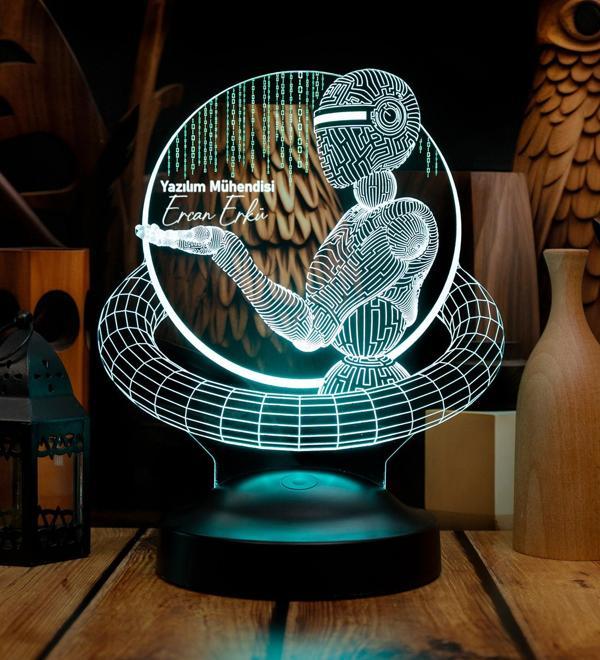 Yazılım Mühendisi Hediyesi, Yapay Zeka Mühendisi, Bilgisayar Mühendisi Hediyesi Kişiye Özel 3D Led Lamba, Yazılımcı Hediyesi - Image 1