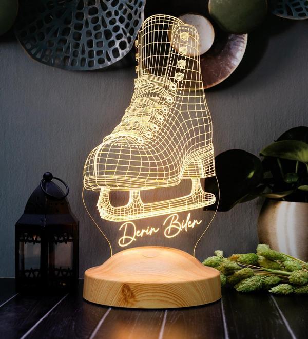 Buz Pateni 3D Led Lamba – Artistik Buz Pateni Sporcusuna Özel Hediye, Buz Pateni Sporcu ve Antrenör Hediyesi Edea, Jackson - Image 1