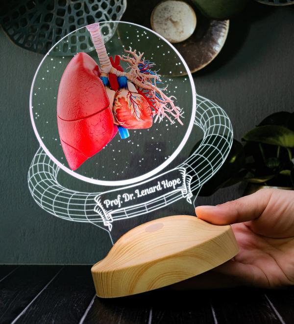 Akciğer Tasarımlı 3D Led Lamba – Göğüs Hastalıkları Uzman Doktoruna Özel Hediye, Pulmonoloji Uzmanlarına, Sağlık Çalışanlarına İsimli Kişiye Özel Hediye - Image 1