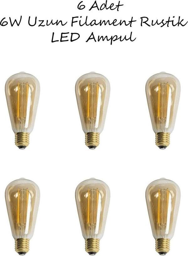 Cata 6 Adet Ct-4284 Rustik 6 W Led Ampul - (E-27) - Image 1