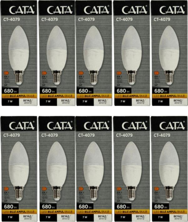 Cata Ct-4079 7W 6400K (Beyaz Işık) E14 Duylu Led Buji Ampul (10 Adet) - Image 1