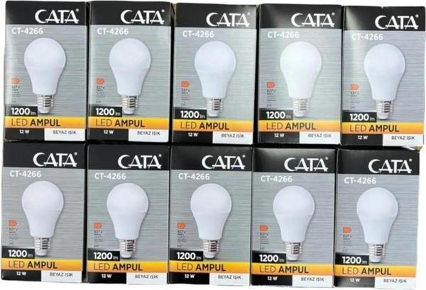 Cata Ct-4266 12W 6400K (Beyaz Işık) E27 Duylu Led Ampul 10’Lu - Image 1