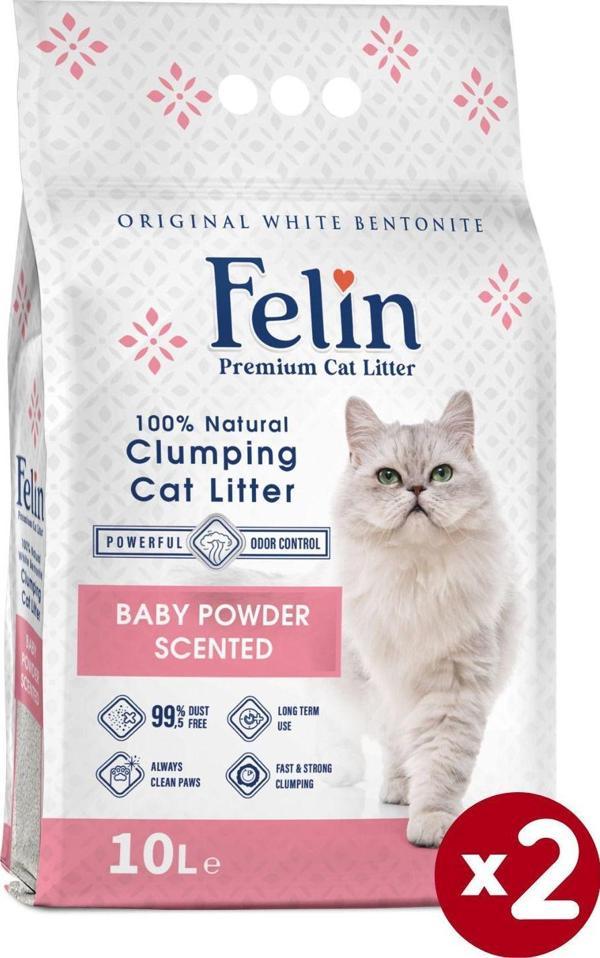 Bebek Pudrası Kokulu Topaklanan İnce Taneli Kedi Kumu 10lx2 - Image 1