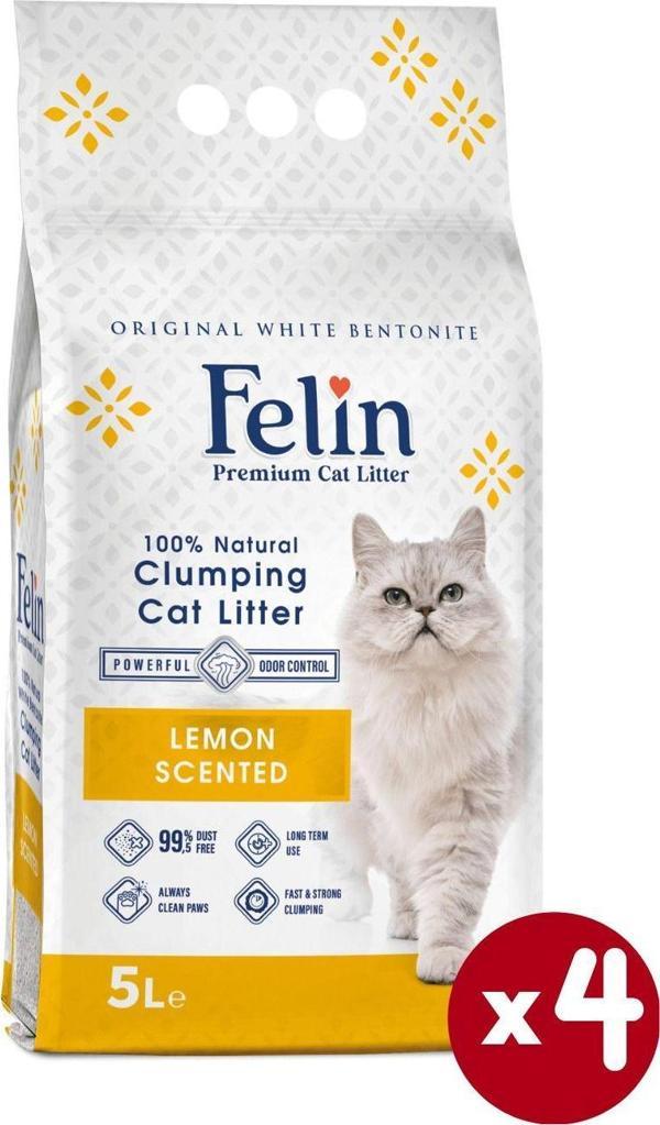 Limon Kokulu Topaklanan Ince Taneli Kedi Kumu 5lx4 - Image 1