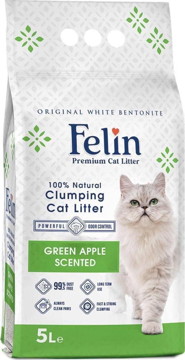 Yeşil Elma Kokulu Topaklanan Ince Taneli Kedi Kumu 5 Lt - Image 1