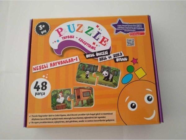 Beceri Dünyası Neşeli Hayvanlar 1 Okul Öncesi Akıl Zeka Oyunu Puzzle - Image 1