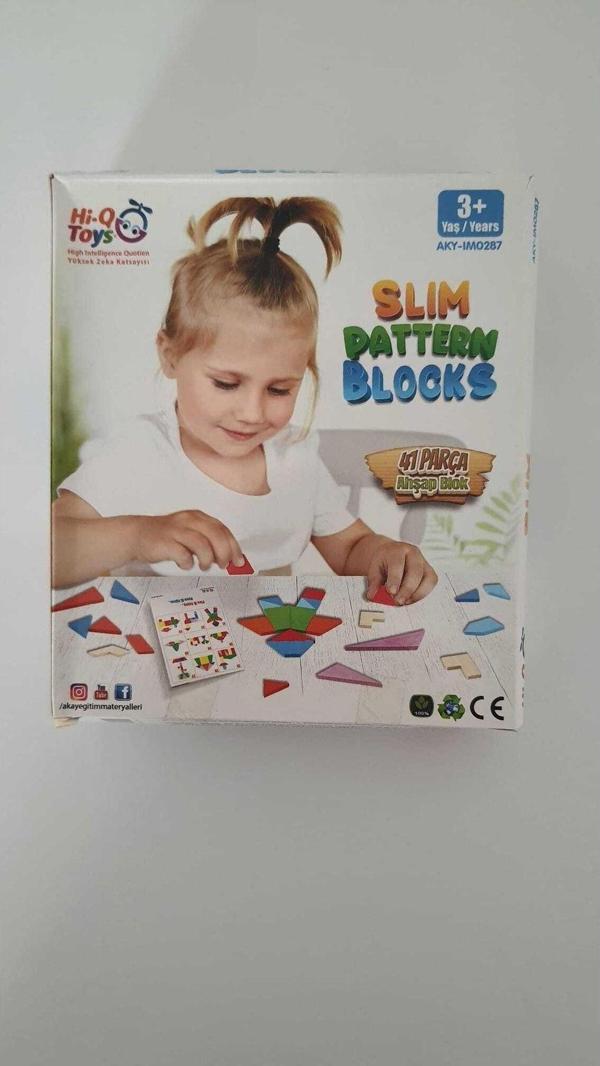Hi-Q Toys Slim Pattern Blocks 41 Parça Ahşap Blok. Yeni Ürün - Image 1