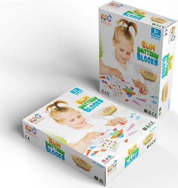 Hi-Q Toys Slim Pattern Blocks 41 Parça Ahşap Blok - Image 1
