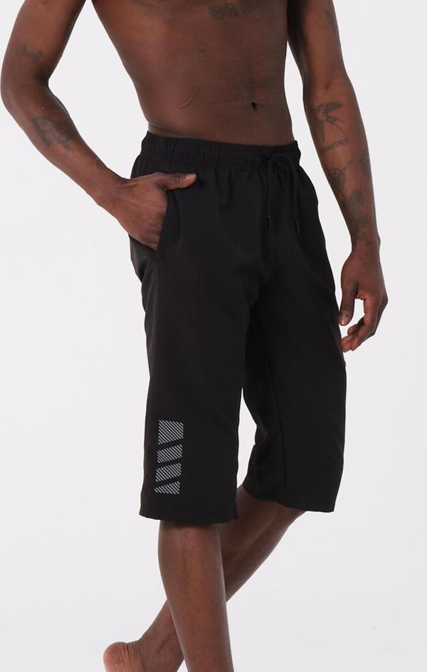 Siyah Büyük Beden Diz Altı Uzun Boy Basic Model Su İtici Özellikli Erkek Plaj Deniz Kapri Şort - Image 1