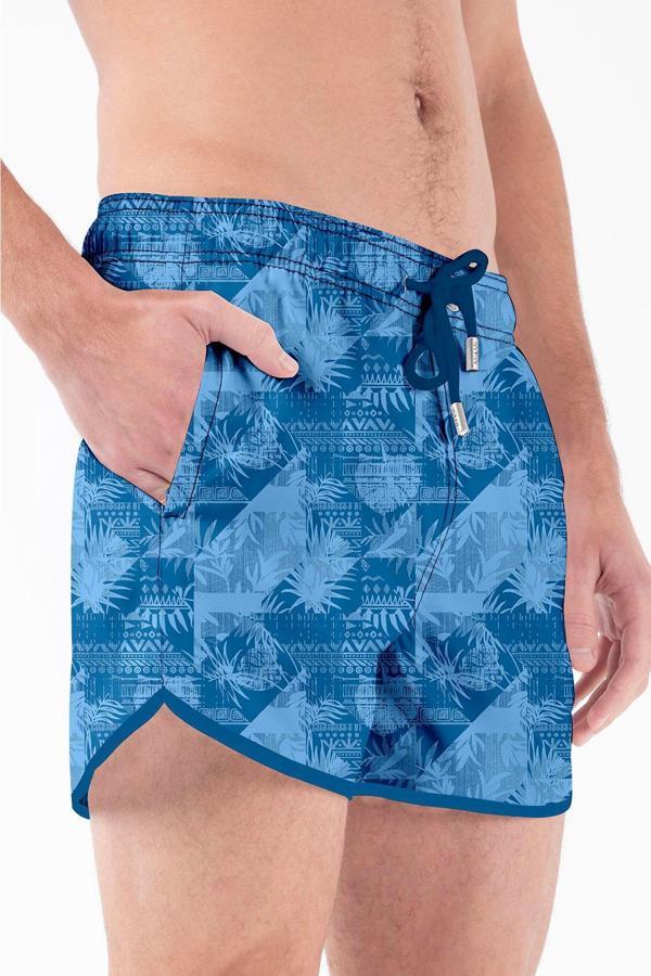Mini Model Su İtici Özellikli Dijital Baskılı Kısa Boy Erkek Plaj Deniz Şort Mayo - 278-Saks - Image 1