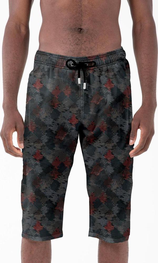 Diz Altı Uzun Model Su İtici Özellikli Likralı Esnek Kumaş Erkek Plaj Deniz Kapri Şort - 943-Siyah - Image 1