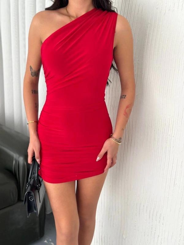 Tek omuz mini elbise 3916 - Image 1