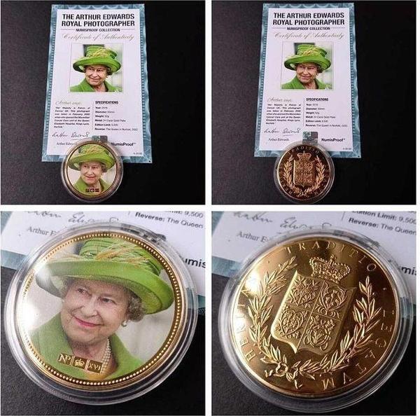 39963681b2ed44c72d Numis Proof 2016 Kraliçe Elizabeth 24Ayar AltınKaplama Sertifikalı 52gram A-35185 - Image 1