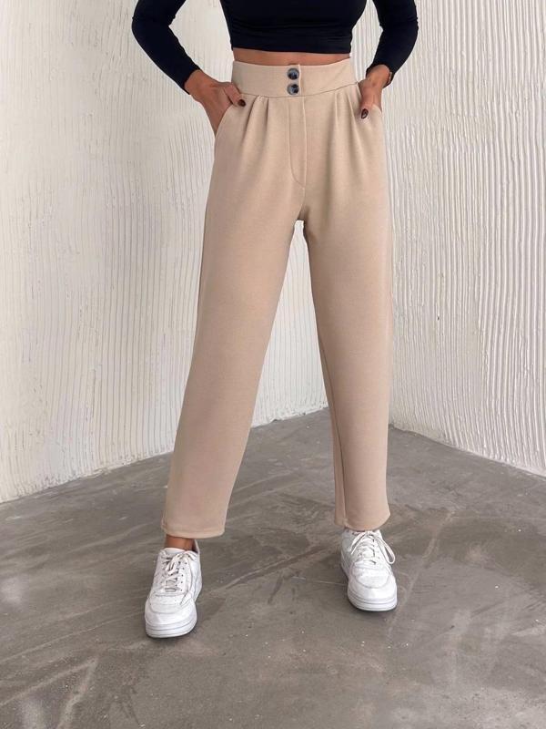 örme krep pantolon çift düğmeli - Image 1