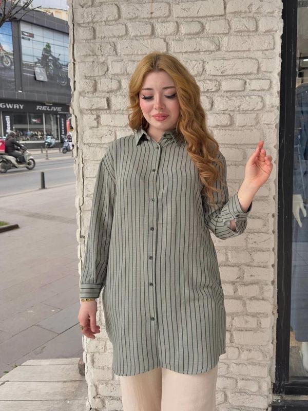 Çizgili tunik gömlek - Image 1