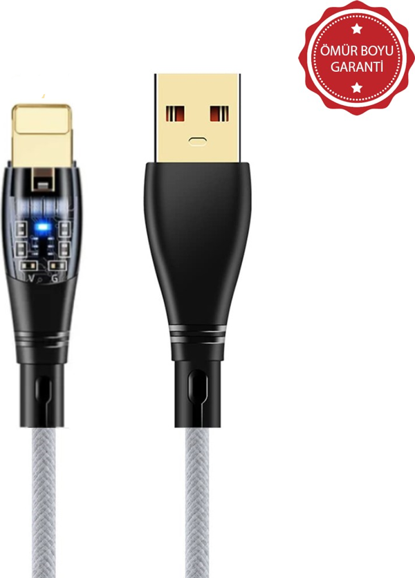 ScHitec 6A 120W UsbA to Lightning 1Metre Hızlı Data ve Şarj Kablosu Beyaz Ömür Boyu Garanti YK233B - Image 1