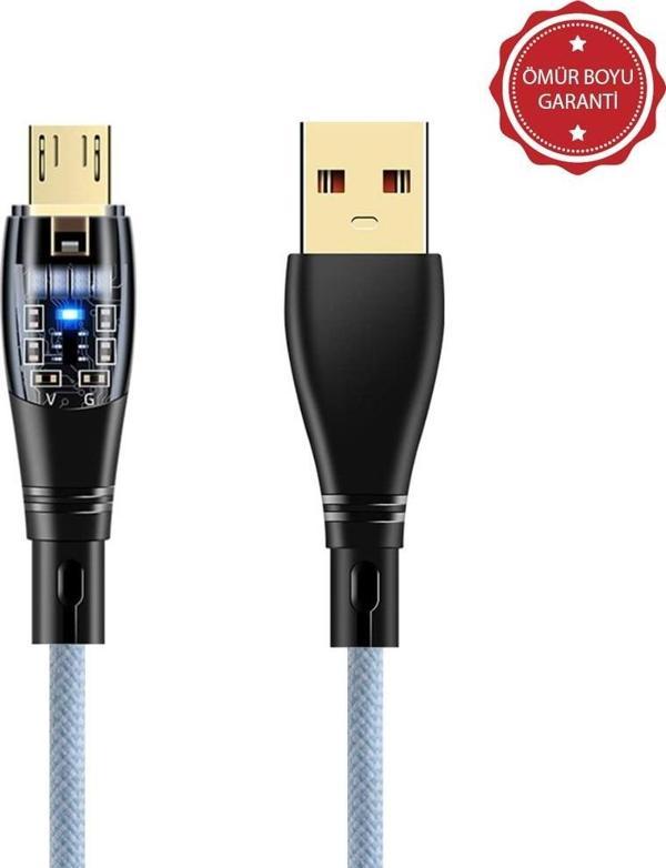 ScHitec 6A 120W UsbA to Micro 1Metre Hızlı Data ve Şarj Kablosu Mavi Ömür Boyu Garanti YK232M - Image 1