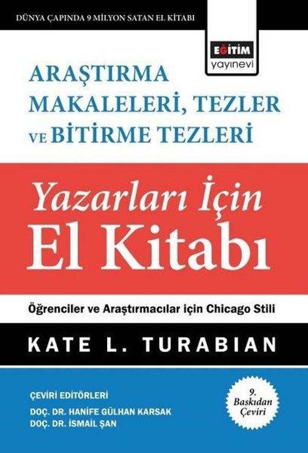 Araştırma Makaleleri Tezler ve Bitirme Tezleri Yazarları İçin El Kitabı - Eğitim Yayınevi - Image 1