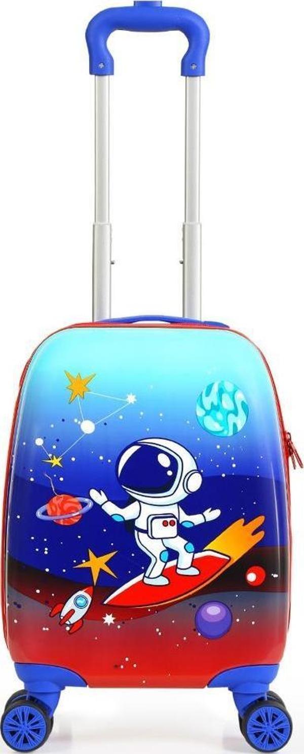 Gedox Kids Mavi Kırmızı Astronot Desenli Erkek Çocuk Valizi 151 - Image 1