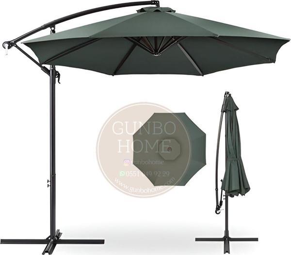 Gunbo Home 3 Mt 8 Kaburga Full Demir 21 Kg Antrasit Bahçe Şemsiyesi Antrasit - Image 1
