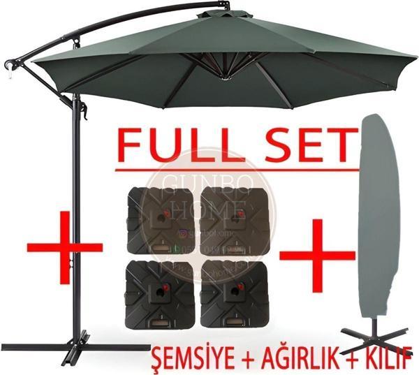 Gunbo Home 3 Mt 8 Kaburga Full Demir 21 Kg Antrasit Bahçe Şemsiyesi Full Set Havuz Şemsiyesi Büyük Şemsiye Antrasit - Image 1