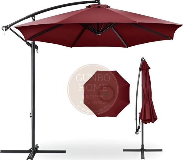 Gunbo Home 3 Mt 8 Kaburga Full Demir 21 Kg Bordo Bahçe Şemsiyesi Bordo - Image 1