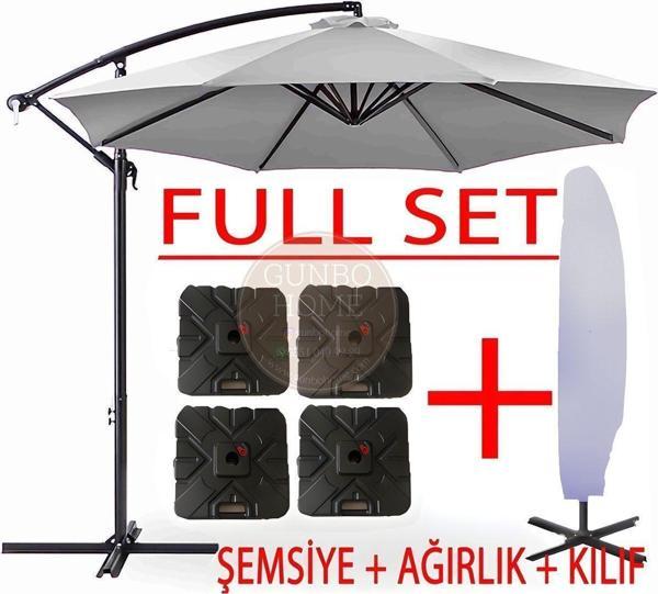 Gunbo Home 3 Mt 8 Kaburga Full Demir 21 Kg Gri Bahçe Şemsiyesi Full Set Havuz Şemsiyesi Büyük Şemsiye Ekru - Image 1