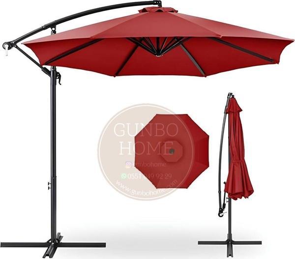 Gunbo Home 3 Mt 8 Kaburga Full Demir 21 Kg Kırmızı Bahçe Şemsiyesi Kırmızı - Image 1