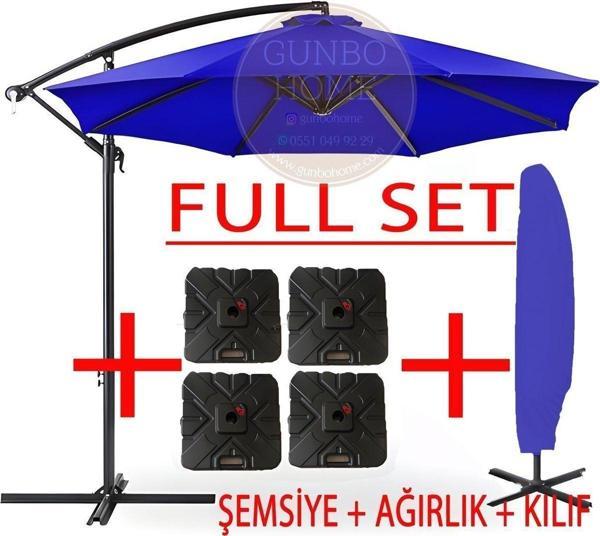 Gunbo Home 3 Mt 8 Kaburga Full Demir 21 Kg Mavi Bahçe Şemsiyesi Full Set Havuz Şemsiyesi Büyük Şemsiye Mavi - Image 1