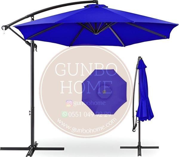 Gunbo Home 3 Mt 8 Kaburga Full Demir 21 Kg Mavi Bahçe Şemsiyesi Havuz Şemsiyesi Yerli Üretim Büyük Şemsiye Mavi - Image 1