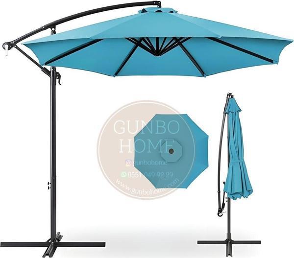 Gunbo Home 3 Mt 8 Kaburga Full Demir 21 Kg Turkuaz Bahçe Şemsiyesi Turkuaz - Image 1